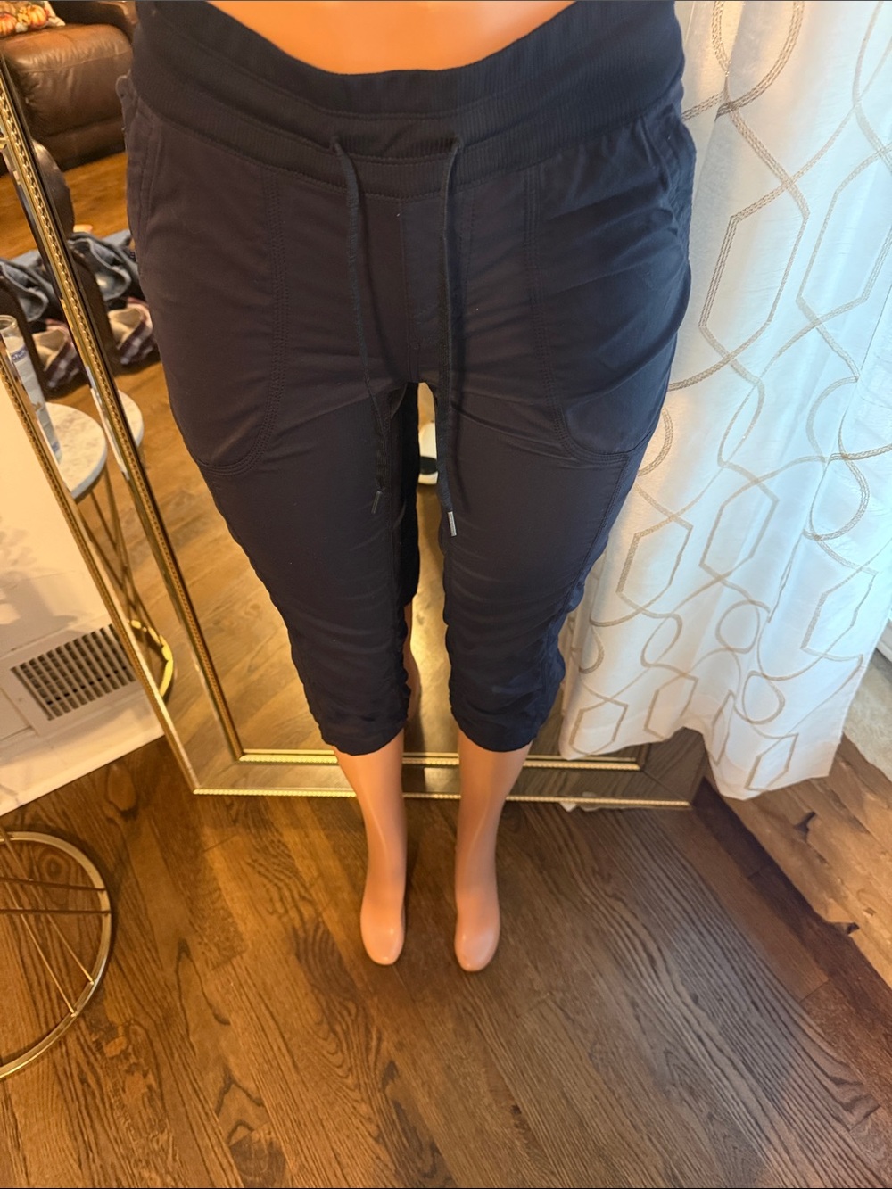 The North Face Black Cropped Drawstring Cargo Capris